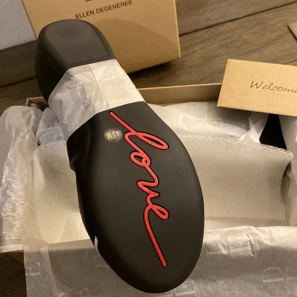 NIB [Ellen Degeneres] EG: 'Love' Langlee Ballet Flats in Black Big Girls Sz 4.5 - Picture 5 of 11